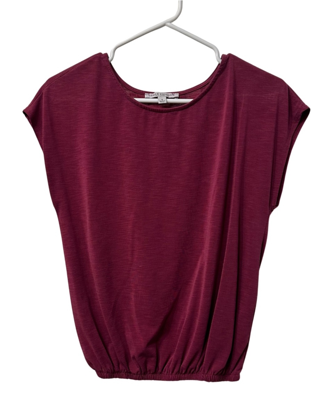 Green Envelope Los Angeles Burgundy Dolman Sleeve Blouson Top Size Small
